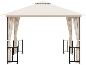 Gazebo com paredes laterais e telhado duplo 3x3 m cor creme