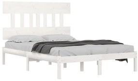 Estrutura cama pequena casal 120x190 cm pinho maciço branco
