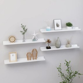 326654 vidaXL Prateleiras de parede 4 pcs 60x9x3 cm branco brilhante