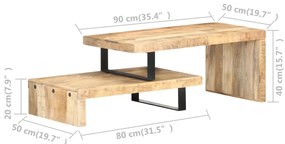 2 pcs conjunto de mesas de centro madeira de mangueira maciça