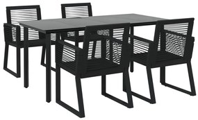 Conjunto de jantar para jardim 5 pcs vime PVC preto