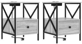 Armário de Cabeceira 2 pcs Sonoma cinzento 41.5 x 40.5 x 55 cm