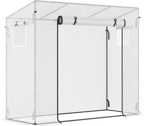 Estufa de Jardim Pequena Estufa de Exterior com Janelas e Estrutura de Aço Estufa de Cultivo 200x76x168 cm Branco