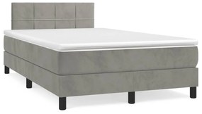 vidaXL Cama boxspring com colchão 120x190 cm veludo cinzento-claro