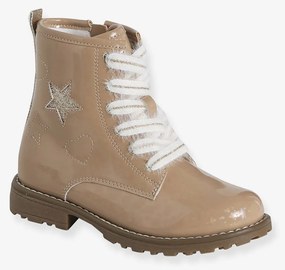 Botins com atacadores e fecho coleção maternal, para criança rosa-nude