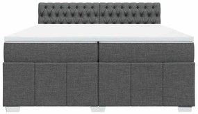 Cama com molas/colchão 200x200 cm tecido cinzento-escuro