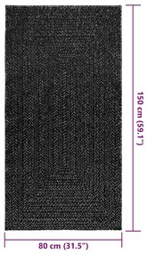 Tapete ZIZUR antracite 80x150 cm aspeto juta interior exterior