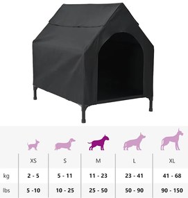 Casa para Cão Preto Tecido Oxford e Aço
