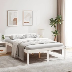 Cama de casal para idosos 135x190 cm pinho maciço branco