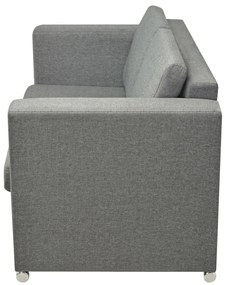 Conjunto de sofás, 2 pcs, tecido cinzento claro