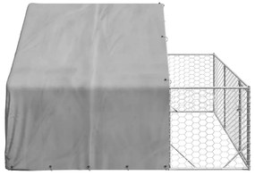 Canil exterior para cães com corredor 3x3x1,9 m aço galvanizado