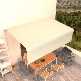 vidaXL Toldo retrátil manual com estore 5x3 m cor creme