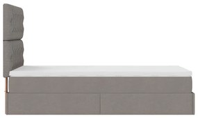 Estrutura de cama otomana com colchão tecido cinzento 100x200cm
