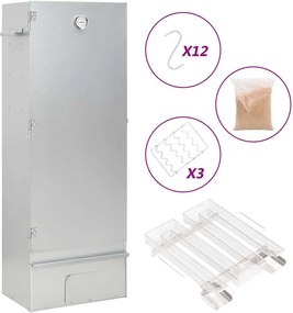 vidaXL Defumador p/ churrasqueira c/ gerador fumo frio aço galvanizado