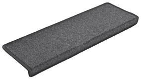 Tapete/carpete para degraus 15 pcs 65x21x4 cm cinzento-escuro