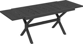 Outsunny Mesa de Jardim Extensível com Superfície em Alumínio 154/214x85 cm com Efeito Madeira para 8-10 Pessoas Cinza Escuro | Aosom Portugal