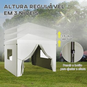Tenda Dobrável 3x3 m Tenda de Jardim com 4 Paredes Laterais 2 Janelas