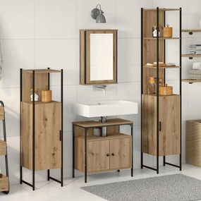 vidaXL Conjunto de Móveis de Banheiro com 4 Peças em Carvalho Artisan