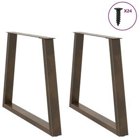Pés para mesa de jantar em formato de V, 2 peças, aço natural, 80x(72-