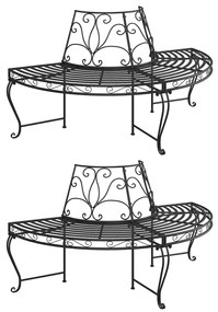Banco de árvore semicircular 2 pcs Ø160 cm aço preto