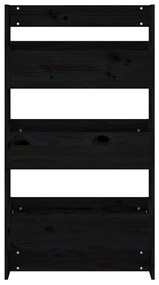 Floreira parede c/ 3 caixas 60x18,5x110cm pinho maciço preto
