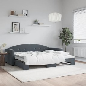 vidaXL Sofá-cama com gavetão 90x200 cm veludo cinzento-escuro