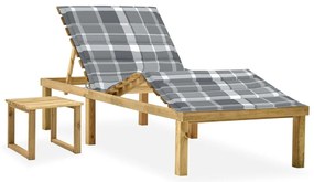 Espreguiçadeira de jardim com mesa e almofadão pinho impregnado