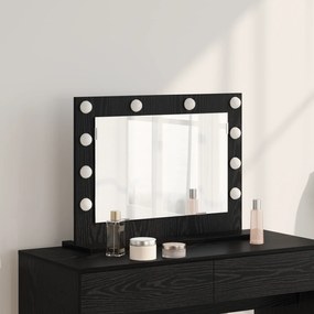 vidaXL Espelho de Vanity com Luzes LED Carvalho Preto 60x45x18 cm