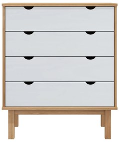 Armário de gavetas OTTA pinho maciço castanho/branco