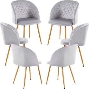 Pack 6 Cadeiras Velt Veludo - Cinza