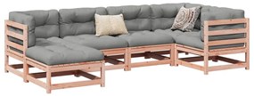vidaXL 6 pcs conj. sofás jardim c/ almofadões madeira abeto-de-douglas