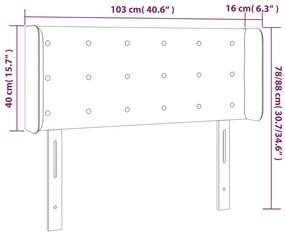 Cabeceira cama c/ luzes LED tecido 103x16x78/88 cm cinza-claro