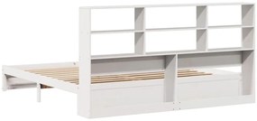 Cama com estante sem colchão 180x200 cm pinho maciço branco