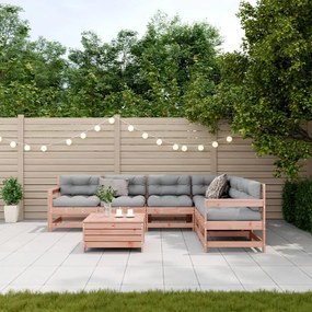 7 pcs conj. lounge jardim com almofadões madeira douglas maciça