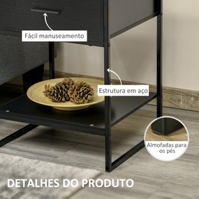 Mesa de Cabeceira Mesa Auxiliar com 1 Gaveta e Prateleira de Armazenamento Estilo Moderno para Quarto 45x40x60cm Preto