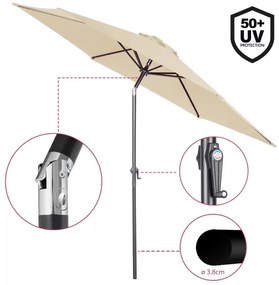 Guarda-sol em alumínio Ø300 cm Proteção UV 80+ bege