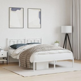 Estrutura de cama com cabeceira 140x190 cm metal branco