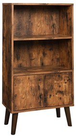 Estante retrô com portas e armazenamento | VASAGLE | 60 x 30 x 120 cm | castanho rústico | LBC09BX.