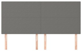 Cabeceira de cama 4 pcs tecido 100x5x78/88 cm cinzento-escuro