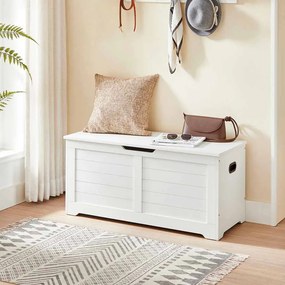 Banco sapateira com espaço de arrumação estilo campestre 40 x 100 x 46 cm Branco