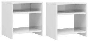 Mesas de cabeceira 2 pcs derivados de madeira branco brilhante
