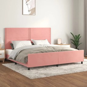 Estrutura de cama c/ cabeceira 200x200 cm veludo rosa