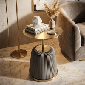 MESA DE APOIO EGLE Ø 40X55 CM CINZENTA E DOURADA