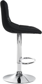 Banco de bar Jerry em couro sintético com estrutura cromada 87-108,5 x 43 x 46,5 cm Preto