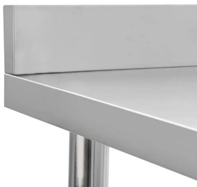 Mesa cozinha rebordo antissalpicos 100x60x93 cm aço inoxidável