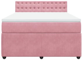 Cama com molas/colchão 160x200 cm veludo rosa