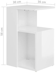 Mesa de apoio 36x30x56 cm contraplacado branco brilhante