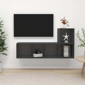vidaXL 2 pcs conjunto de móveis de TV derivados de madeira cinzento