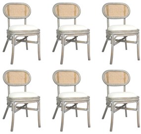 Cadeiras de jantar 6 pcs linho cinzento