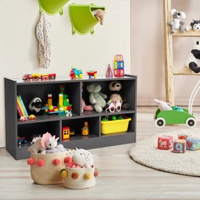 Estante infantil e organizador de brinquedos com 5 cubos para brinquedos, bonecas, livros, prateleira de madeira com 5 compartimentos Cinzenta